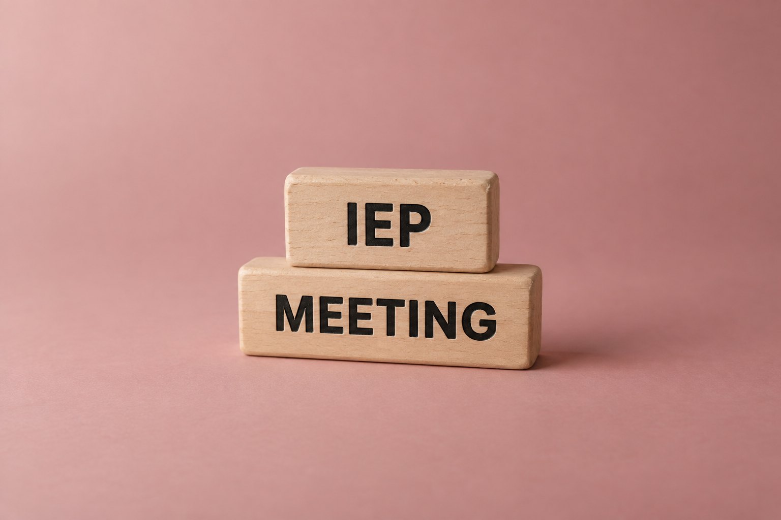 Wooden blocks spelling IEP MEETING